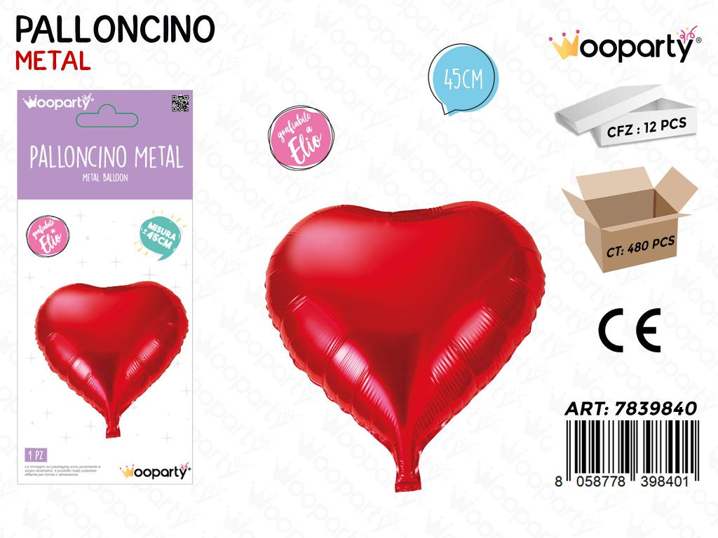 Palloncini Metal Cuore Rosso 45CM