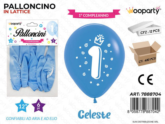Palloncini Lattice 1COMPL. Cel. 6PCS MIS.12