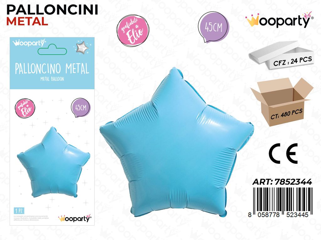 Wooparty Palloncino Metal Stella Cel. 45CM