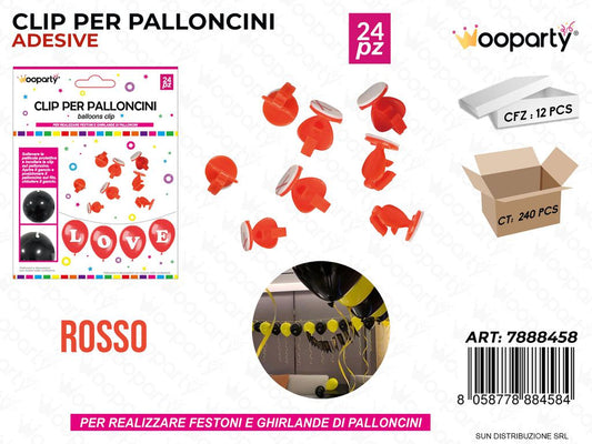 Clips per Palloncini Rosso 24 Pcs