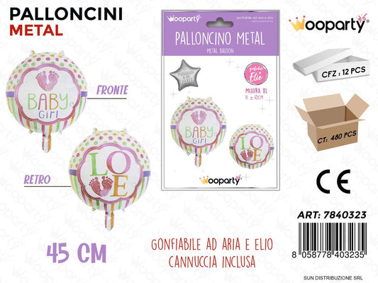 Palloncini Metal Baby Girl Rosa 45CM Xl