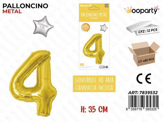 Palloncino Oro Metal 35CM N. 4