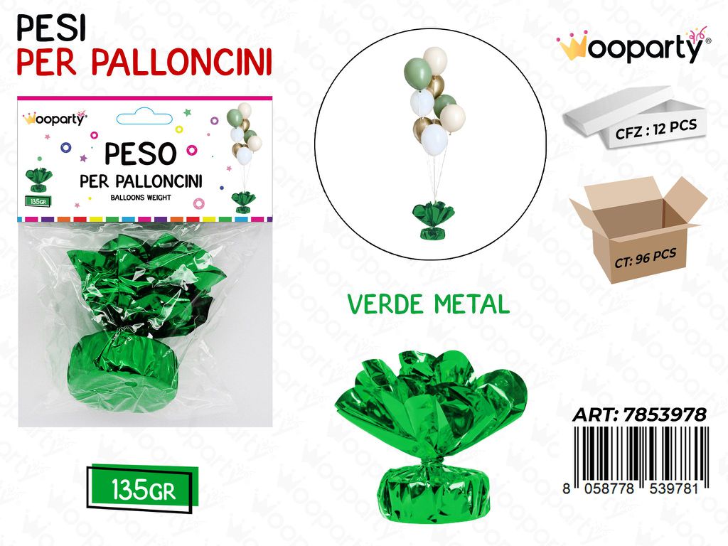 Wooparty Peso per Palloncini Verde Met. 135GR