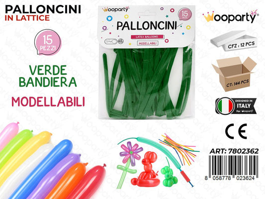Palloncini Modellabili Verde Bandiera 15PCS