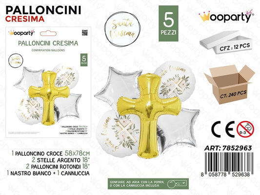 Wooparty Palloncino Prima Comunione 5PCS Ass.