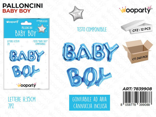 Palloncini Baby Boy Metal. Celeste 35CM