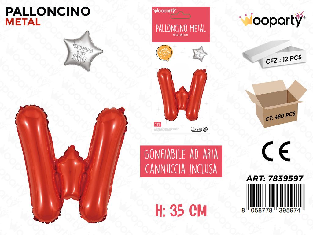 Palloncino Rosso Metal 35CM L. W