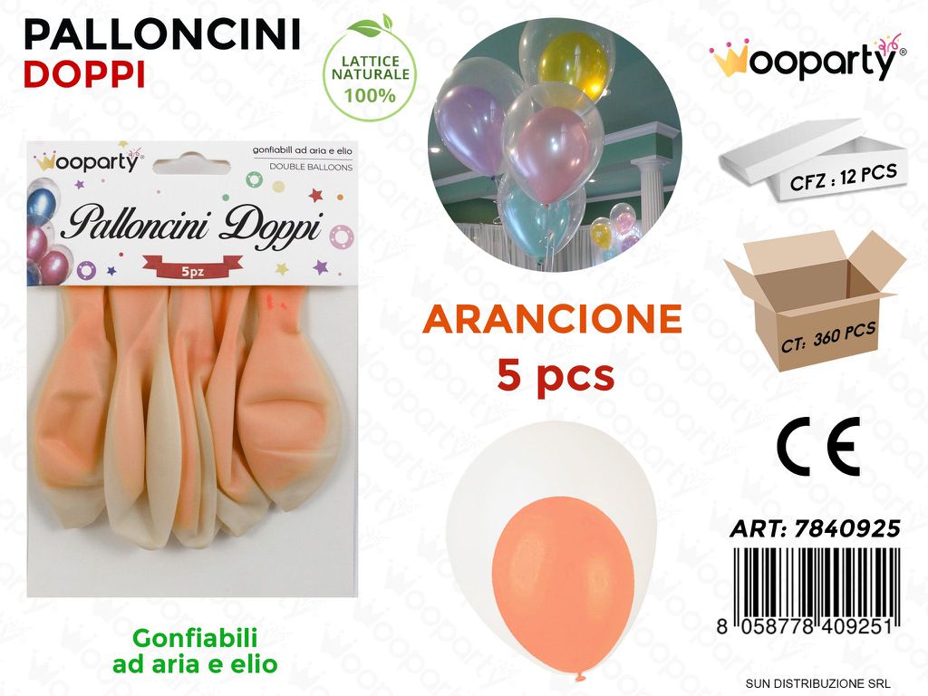 Palloncini Doppi Trasp.- Arancione 5PCS