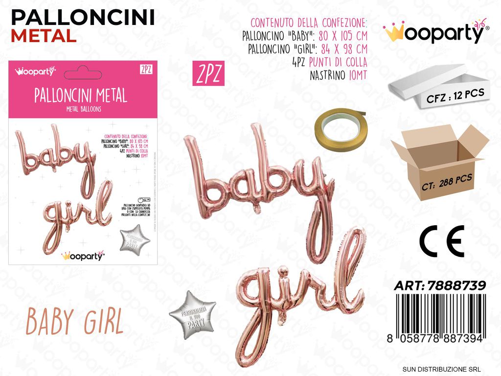 Palloncini Metal Baby Girl Oro Rosa