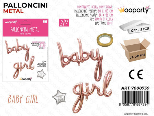 Palloncini Metal Baby Girl Oro Rosa