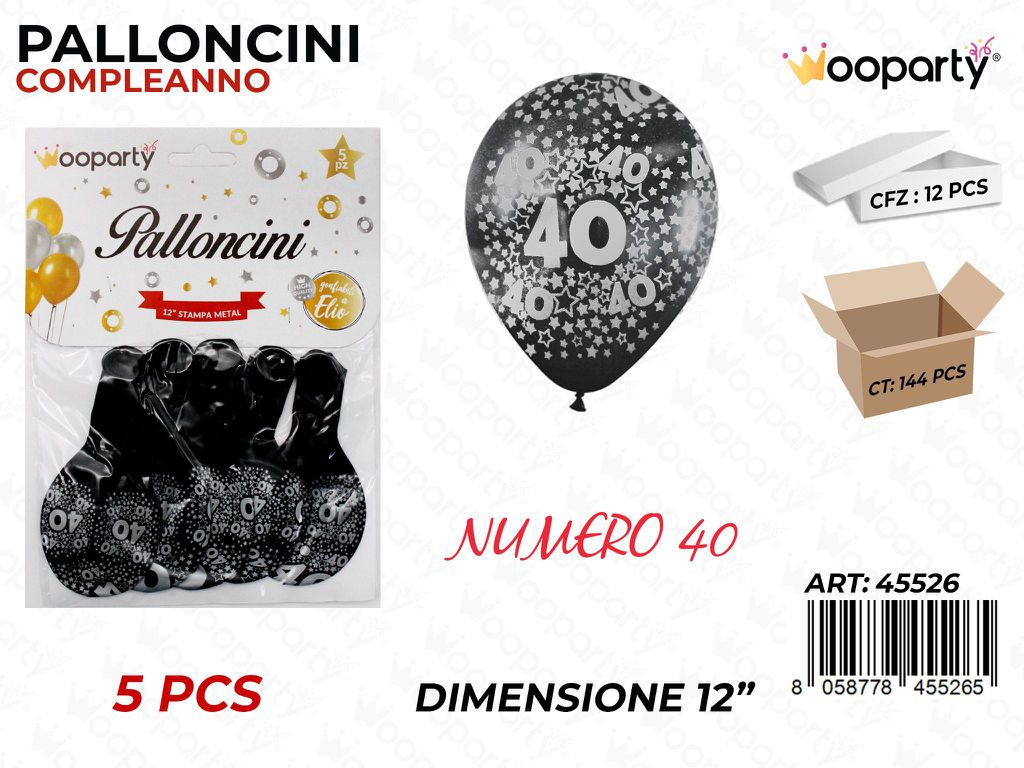 Palloncini 40 Anni Metal 12 -5PCS