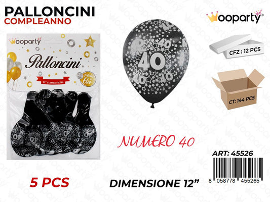 Palloncini 40 Anni Metal 12 -5PCS