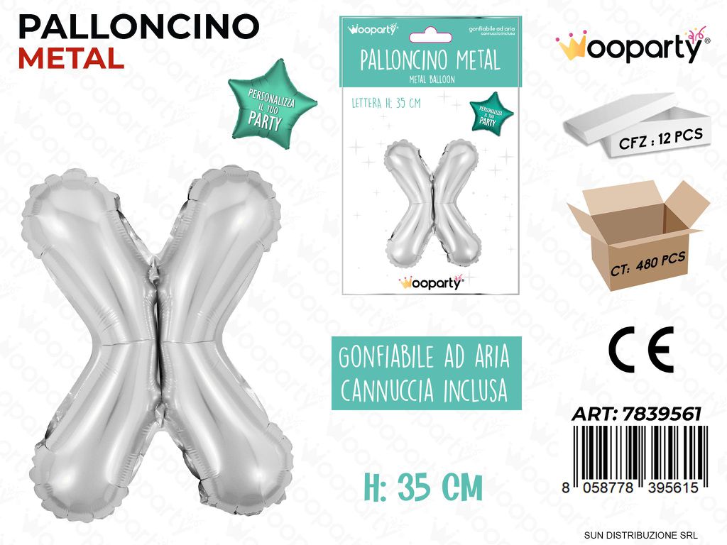 Palloncino Argento Metal 35CM L. X