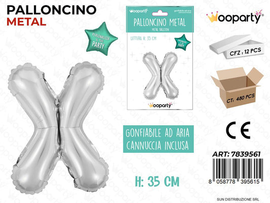 Palloncino Argento Metal 35CM L. X