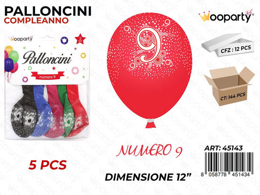 Palloncini D.12 Multicolore N.9 5PCS /Pz da 12*CFZ