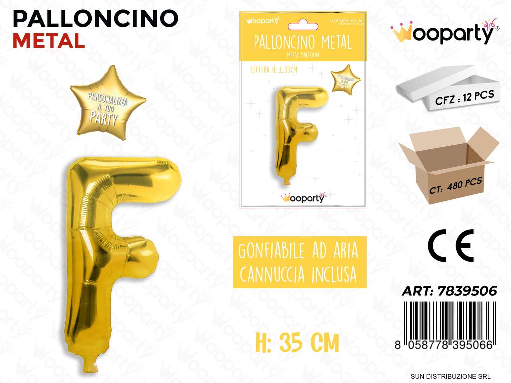 Palloncino Oro Metal Let. F 35CM