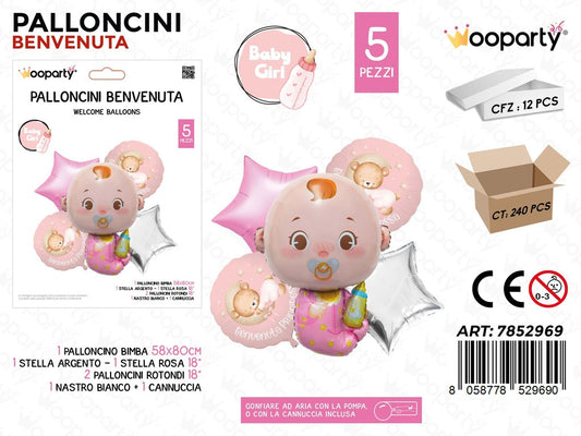 Wooparty Palloncini Benvenuta 5PCS Ass.