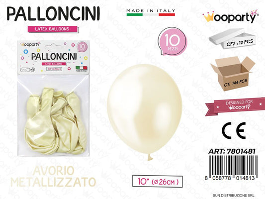 Palloncini Avorio Metal 10 D.26CM 10PCS