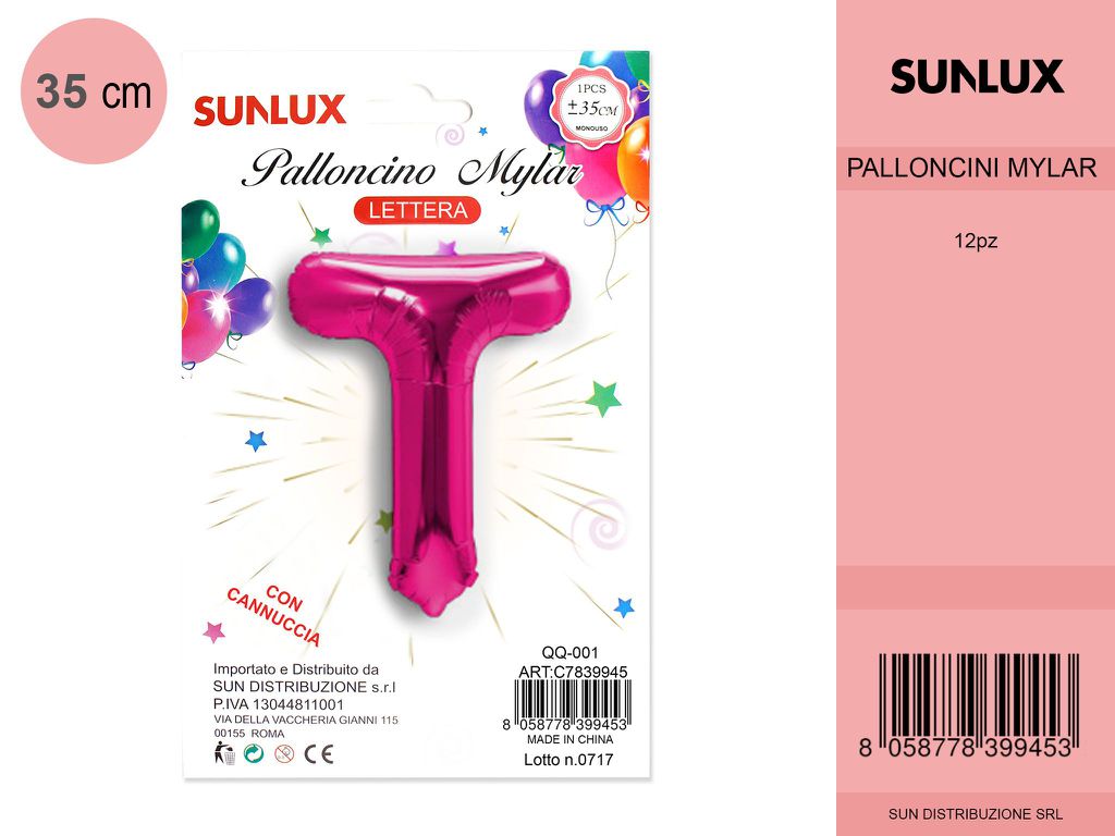 Palloncino Mylar Fucsia Lettera T
