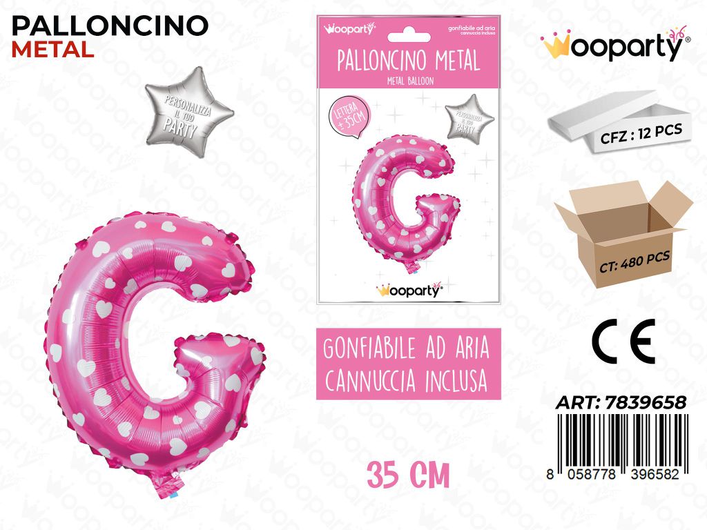 Palloncino Metal Rosa c/Cuore Let. G 35CM