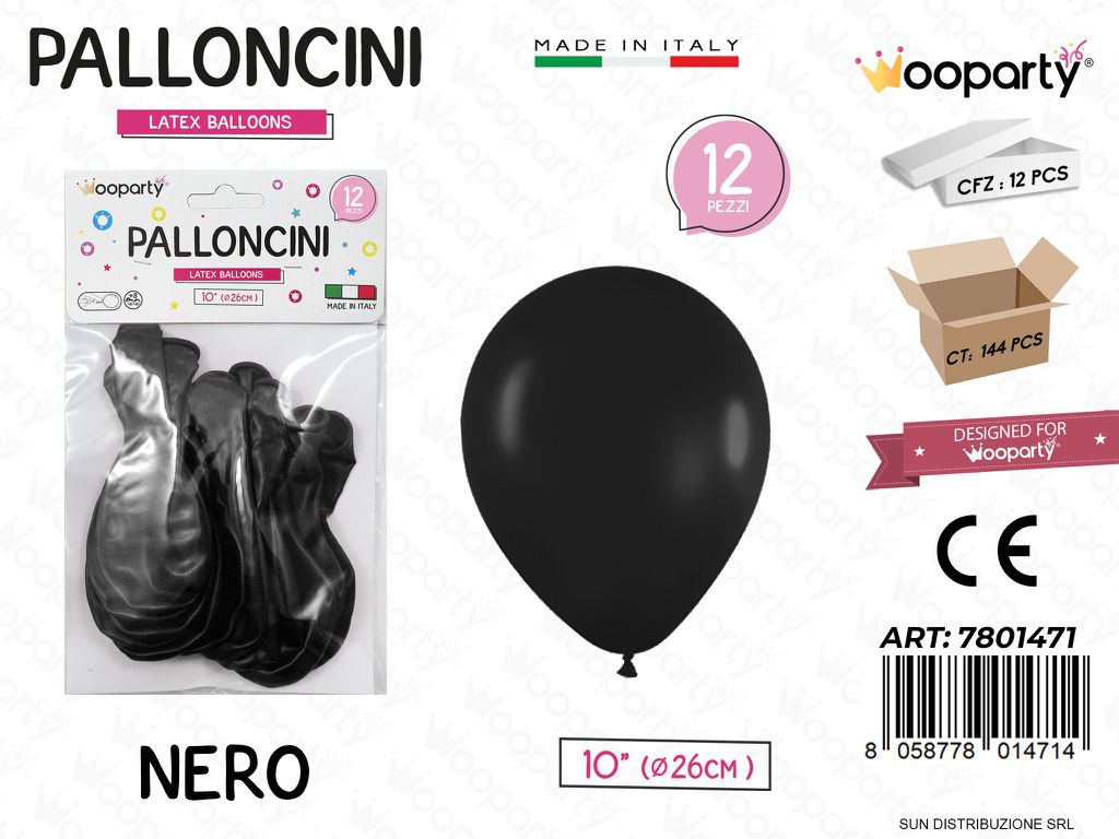 Palloncini Nero 10 D.26CM 12PCS