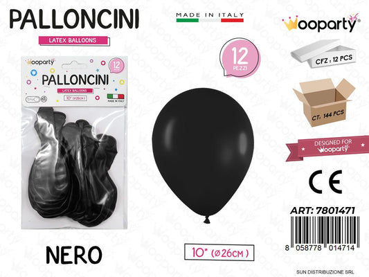 Palloncini Nero 10 D.26CM 12PCS