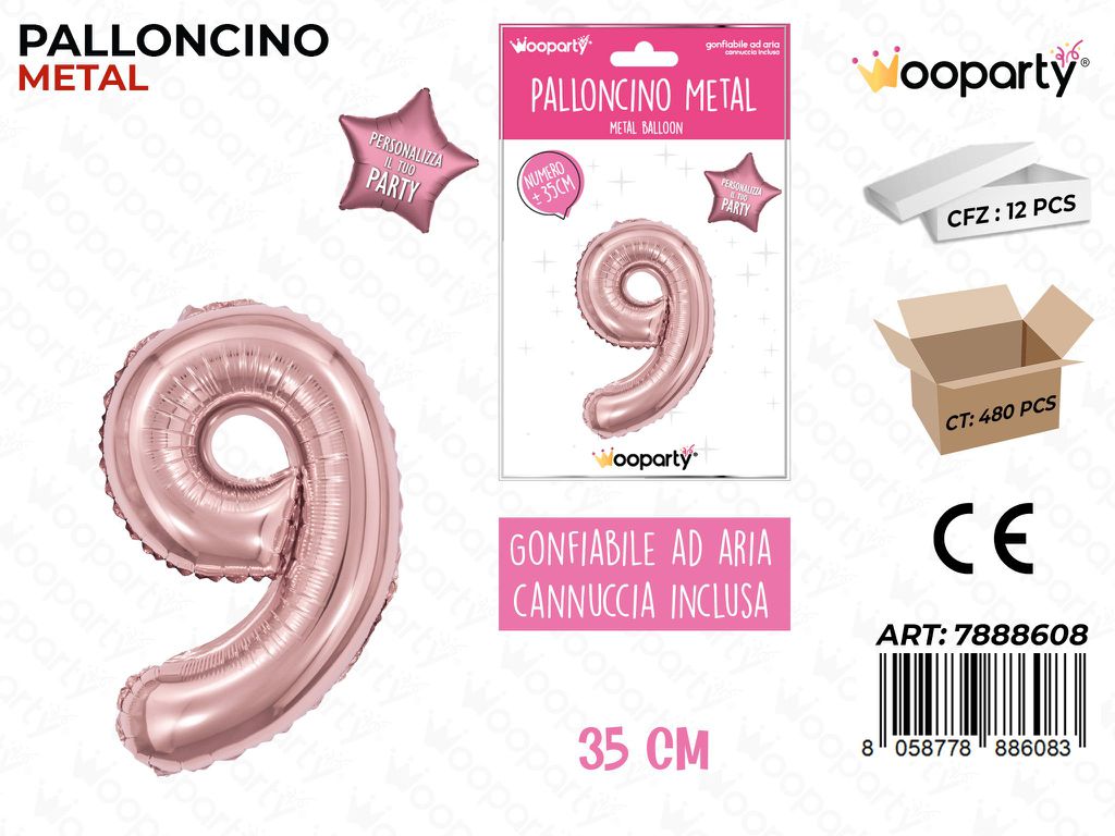 Palloncino Metal Oro Rosa 35CM N. 9