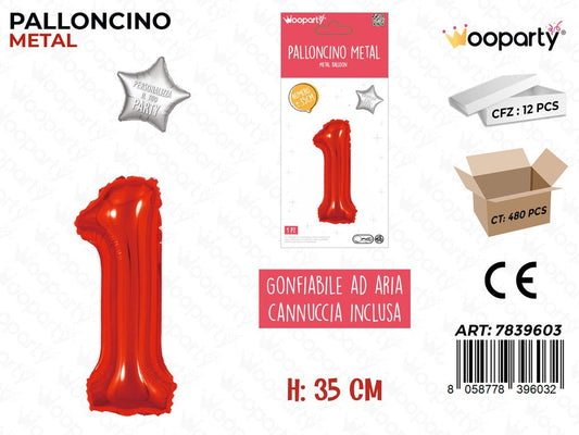 Palloncino Rosso Metal 35CM N. 1