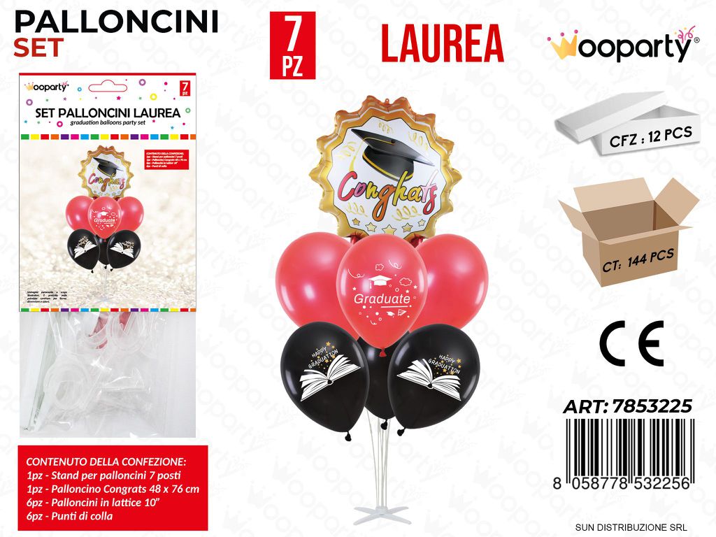Set Palloncini c/ Stand Laurea 7PCS/ Pz da 12