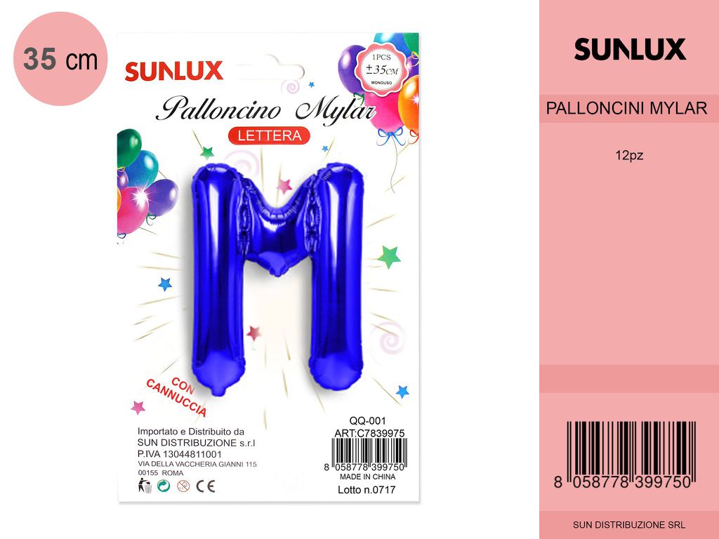 Palloncino Mylar Blu Lettera M