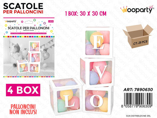Scatole per Palloncini 4BOX Love Bianco 30*30CM