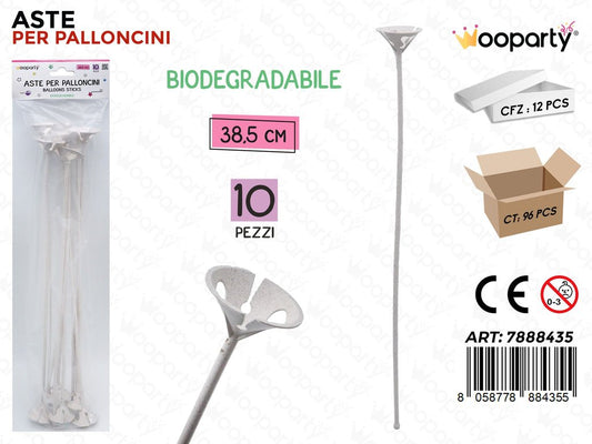 Sunlux Aste per Palloncini Biodegr. 10PCS 38.5CM