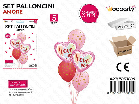 Set Palloncini Amore 5PCS Ass.