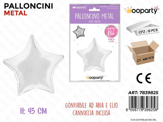Palloncini Metal Stella Arg. 45CM