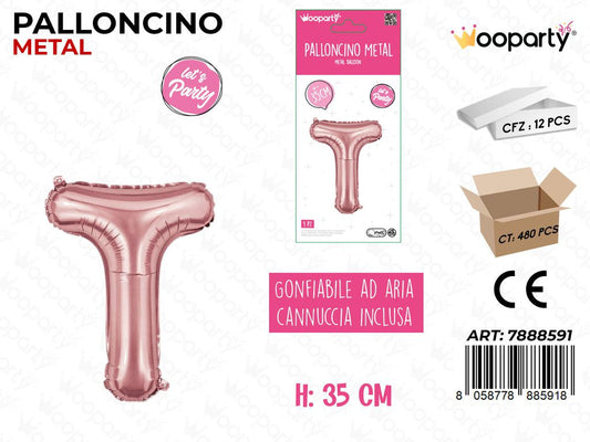 Palloncino Metal Oro Rosa 35CM Let. T