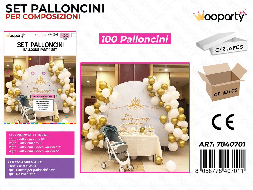 Set Palloncini per Comp. 100PCS Ass.