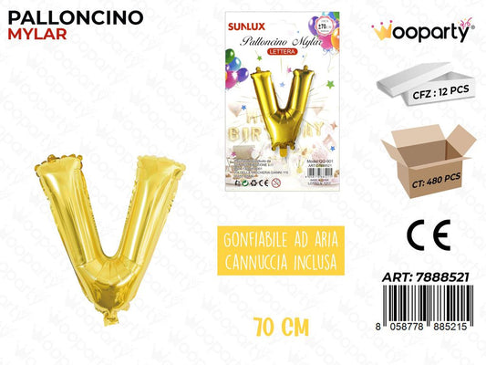 Palloncino Metal Oro Let. V 70CM