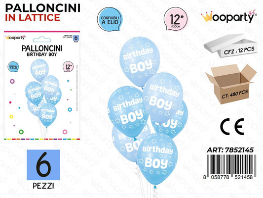 Wooparty Palloncini Birthday Boy 6PCS 30CM
