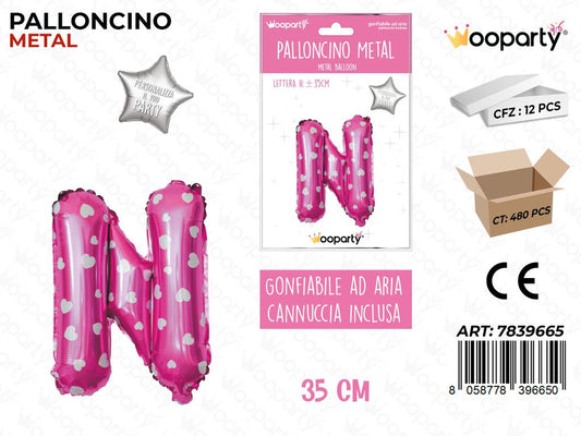 Palloncino Metal Rosa c/Cuore Let. N 35CM