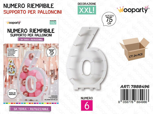Wooparty Num. Riempibile Pallonc. N.6 75CM