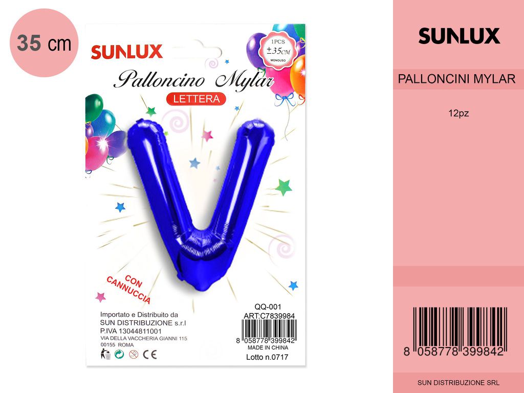 Palloncino Mylar Blu Lettera V