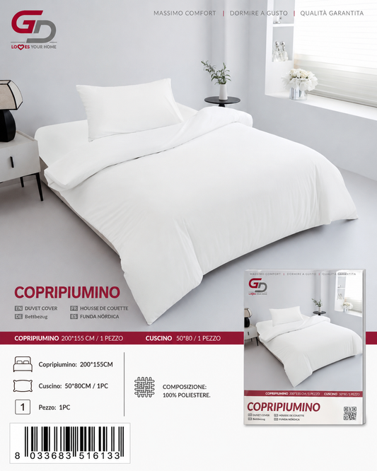 Parure Copripiumino Copripiumino+1 Federa Cuscino 200*155Cm 50*80+20Cm