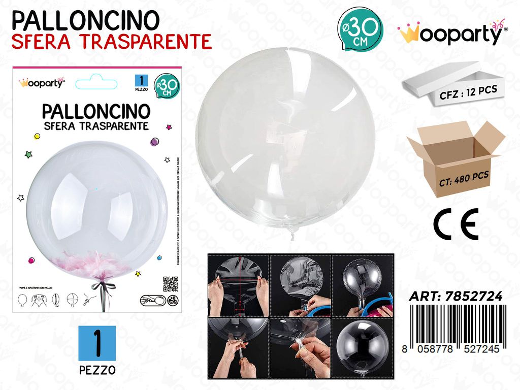 Wooparty Palloncino Sfera Trasp. Tpu D.30CM
