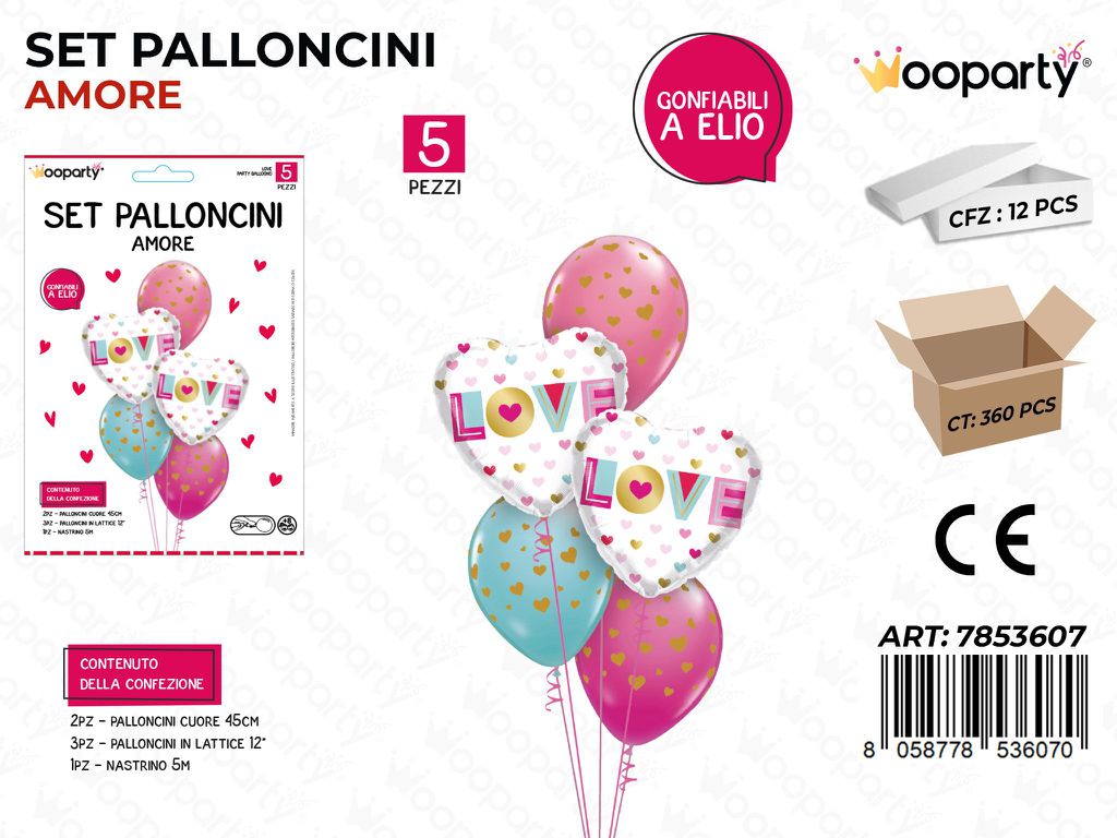 Set Palloncini Amore 5PCS Ass.