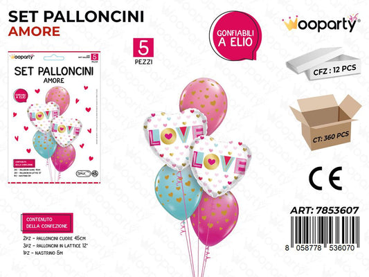 Set Palloncini Amore 5PCS Ass.
