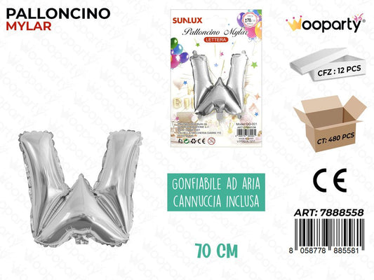 Palloncino Mylar *W* Argento 70CM