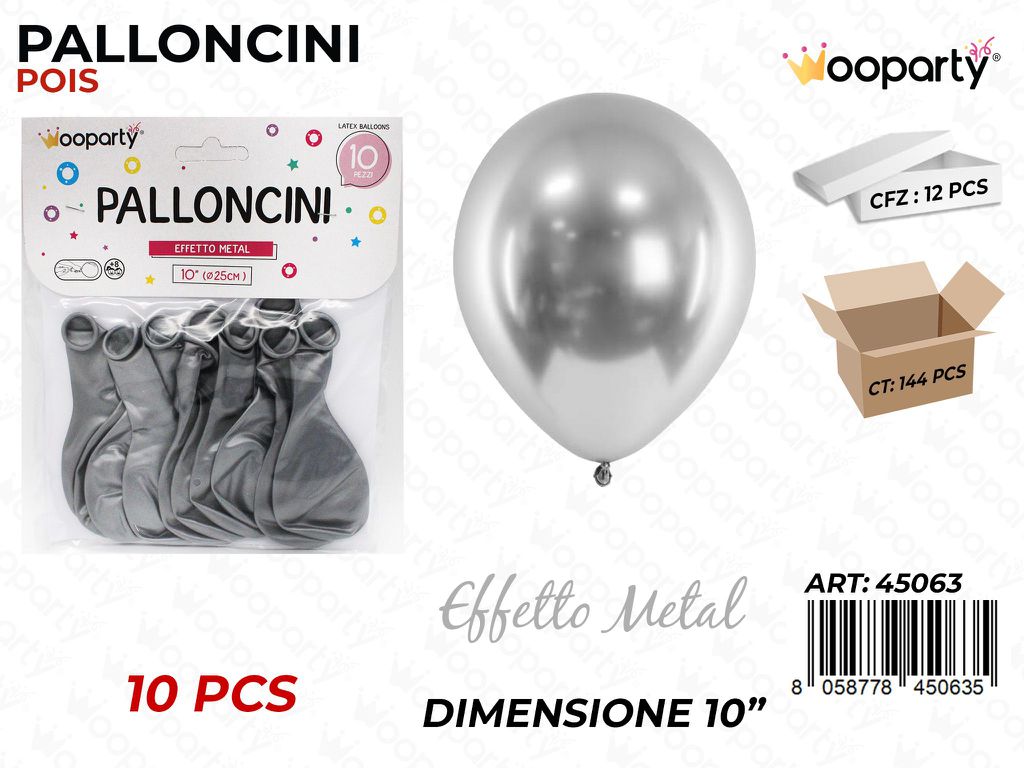 Palloncino Argento Metal 10 10PCS