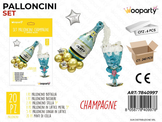 Set Palloncini Champagne 20PCS Ass.
