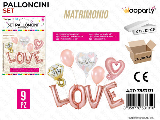 Set Palloncini Matrimonio 9PCS Ass.
