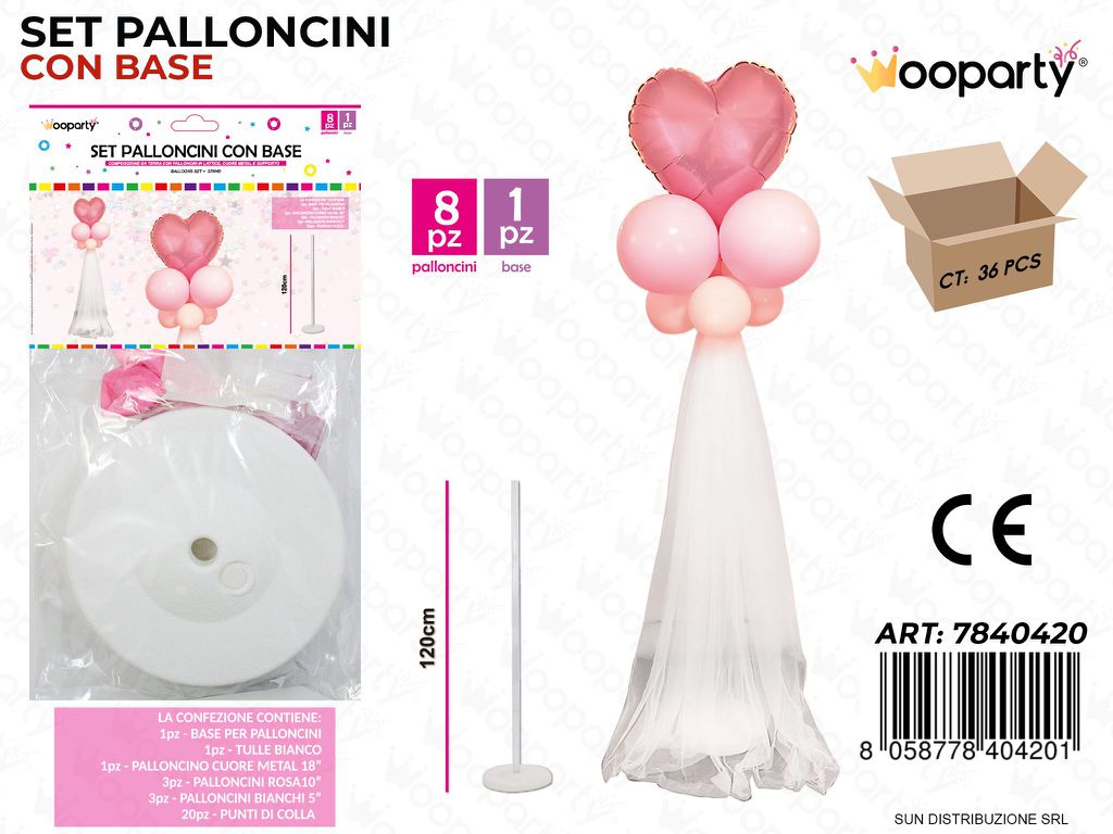 Set Pallon. c/ Base 8PCS Ass 120CM